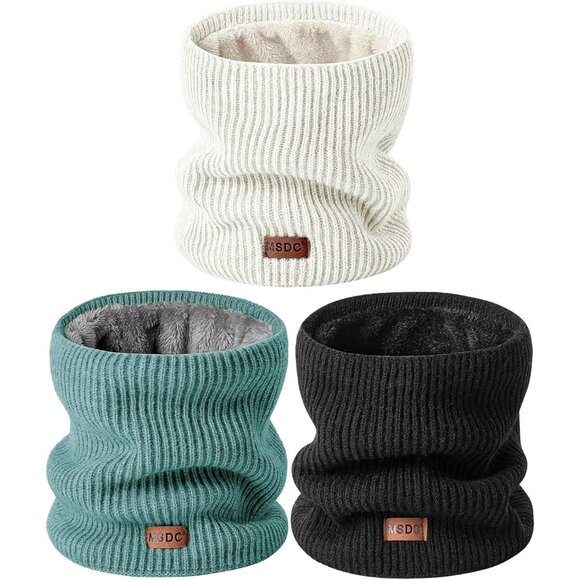 Men Warmer Whiteblackteal 3-Pack Neck Thermal Fleece Cold Weather
